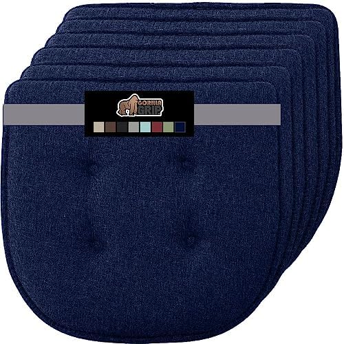 Gorilla Grip Tufted Memory Foam Chair Cushions – Set of 6 in Navy