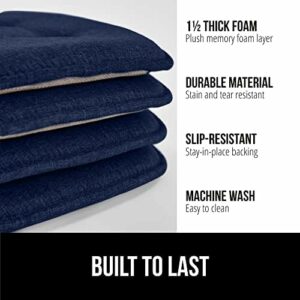 Gorilla Grip Tufted Memory Foam Chair Cushions – Set of 6 in Navy