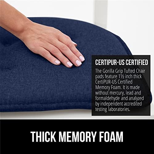 Gorilla Grip Tufted Memory Foam Chair Cushions – Set of 6 in Navy