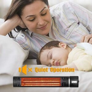 Black Wall-Mounted Patio Heater for Outdoor Use – 1500W Electric Infrared Heater – Remote Control