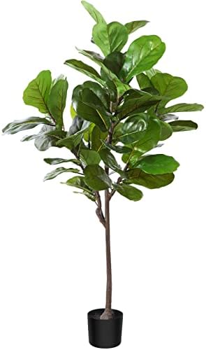 Artificial Fiddle Leaf Fig Tree 50″ Fake Ficus Lyrata Plant with 56 Leaves