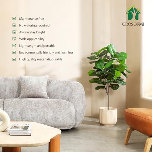 Artificial Fiddle Leaf Fig Tree 50″ Fake Ficus Lyrata Plant with 56 Leaves