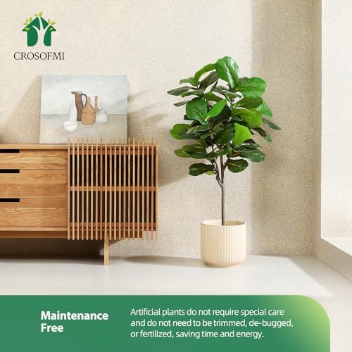 Artificial Fiddle Leaf Fig Tree 50″ Fake Ficus Lyrata Plant with 56 Leaves