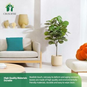 Artificial Fiddle Leaf Fig Tree 50″ Fake Ficus Lyrata Plant with 56 Leaves