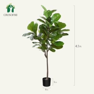 Artificial Fiddle Leaf Fig Tree 50″ Fake Ficus Lyrata Plant with 56 Leaves