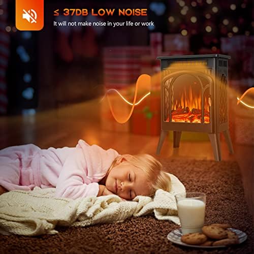 R.W.FLAME Electric Fireplace Heater with Remote Control – Cathedral Style – Adjustable Brightness and Heating Mode