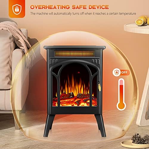 R.W.FLAME Electric Fireplace Heater with Remote Control – Cathedral Style – Adjustable Brightness and Heating Mode