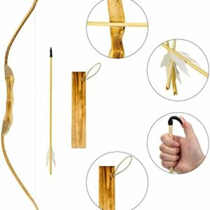 Wooden Bow and Arrow Set – 40″ Handmade Wooden Bow and Arrow Cosplay Costume Prop
