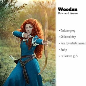 Wooden Bow and Arrow Set – 40″ Handmade Wooden Bow and Arrow Cosplay Costume Prop