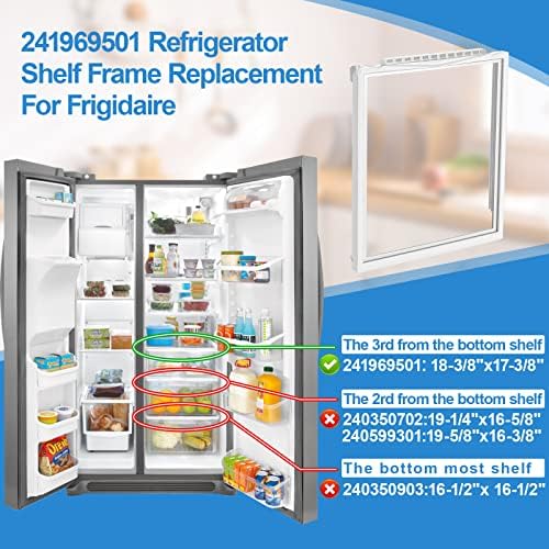Updated 241969501 Shelf Frame without Glass Refrigerator Crisper Pan Cover Compatible with Frigidaire Shelf Replacement Parts Refrigerator Door Shelf Frame AP4433007, PS2363832, FFSS2615TE0, LFSS2612TE0