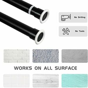Tension Spring Curtain Rod Black Extendable No Drilling Rust Free Steel for Bathroom Shower Windows (83-122 Inch)