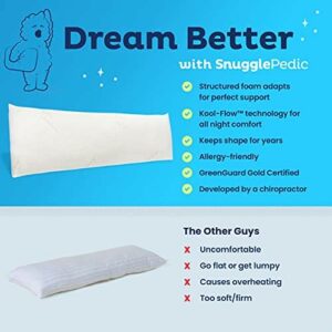 Snuggle-Pedic Body Pillow for Adults – White Pregnancy Pillows with Shredded Memory Foam – 20″ x 54″ Full Body Pillow