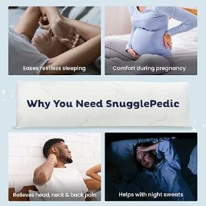 Snuggle-Pedic Body Pillow for Adults – White Pregnancy Pillows with Shredded Memory Foam – 20″ x 54″ Full Body Pillow