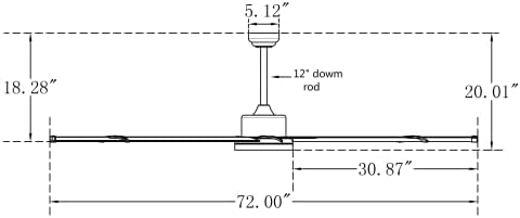 BiGizmos 72″ Industrial DC Motor Ceiling Fan with LED Light