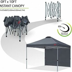 MASTERCANOPY Durable EZ Pop-up Canopy Tent with 1 Sidewall (10’x10′, Dark Gray)