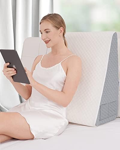Forias Wedge Pillow for Sleeping 12″ Bed Wedge Pillow for After Surgery – Memory Foam Top