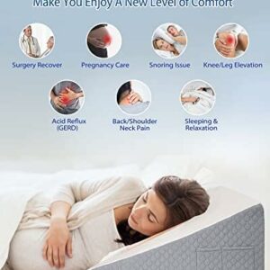 Forias Wedge Pillow for Sleeping 12″ Bed Wedge Pillow for After Surgery – Memory Foam Top