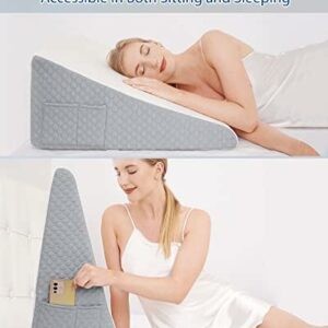 Forias Wedge Pillow for Sleeping 12″ Bed Wedge Pillow for After Surgery – Memory Foam Top