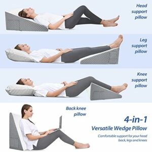 Forias Wedge Pillow for Sleeping 12″ Bed Wedge Pillow for After Surgery – Memory Foam Top