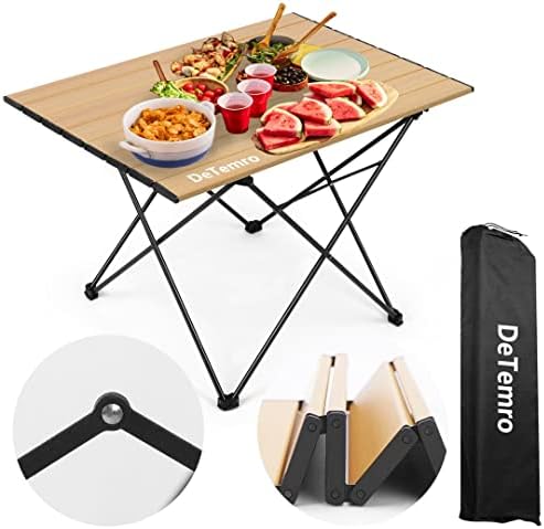 DeTemro Camping Side Table – Portable Folding Camping Table with Carry Bag