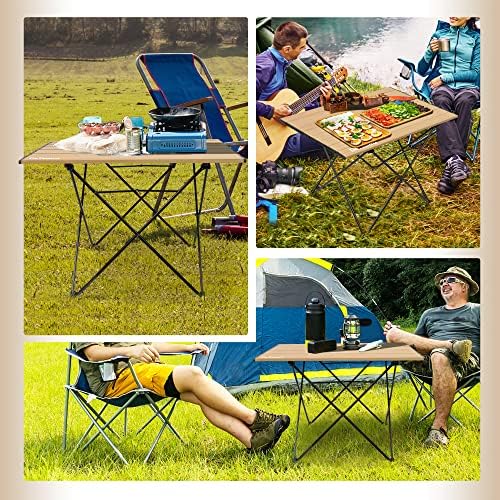 DeTemro Camping Side Table – Portable Folding Camping Table with Carry Bag