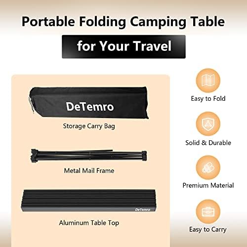DeTemro Camping Side Table – Portable Folding Camping Table with Carry Bag