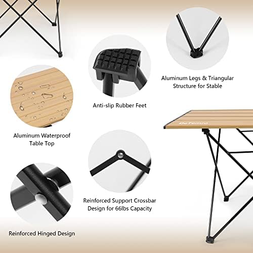 DeTemro Camping Side Table – Portable Folding Camping Table with Carry Bag