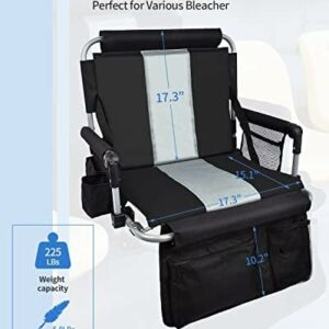 Stadium Seats for Bleachers with Back Support – Stadium Chairs with Cup Holders, Mesh Bags and Hide Hooks