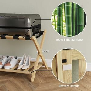 Fully Assembled Luggage Rack for Guest Room – Natural Bamboo Color
