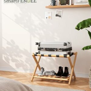 Fully Assembled Luggage Rack for Guest Room – Natural Bamboo Color
