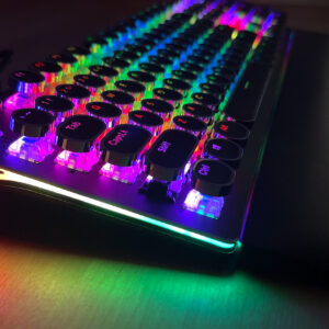 RK ROYAL KLUDGE S108 Typewriter Keyboard Retro Wired Mechanical Gaming Keyboard 108 Keys with RGB Backlit Sidelight