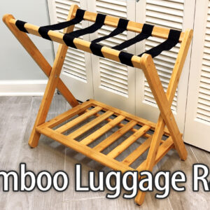 Fully Assembled Luggage Rack for Guest Room – Natural Bamboo Color