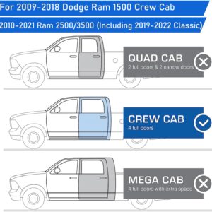 Running Boards for 2009-2018 Ram 1500/2010-2022 Ram 2500 3500 Crew Cab & 2019-2023 1500 Classic Side Steps Nerf Bars Truck Step Rails Running Boards for 2009-2018 Ram 1500/2010-2022 Ram 2500 3500 Crew Cab & 2019-2023 1500 Classic Side Steps Nerf Bars Truck Step Rails