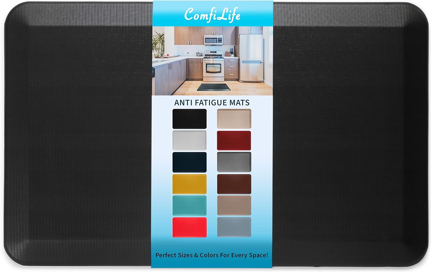 ComfiLife Anti Fatigue Floor Mat – 3/4 Inch Thick Perfect Kitchen Mats for Floor – 20″ x 32″ Black