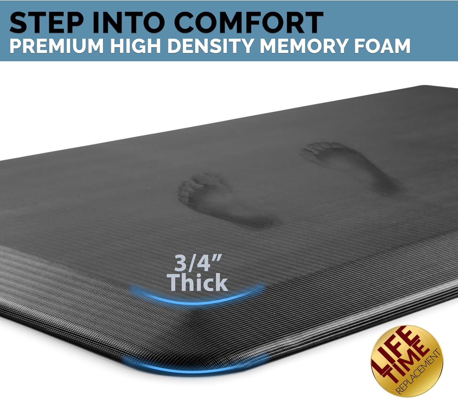 ComfiLife Anti Fatigue Floor Mat – 3/4 Inch Thick Perfect Kitchen Mats for Floor – 20″ x 32″ Black