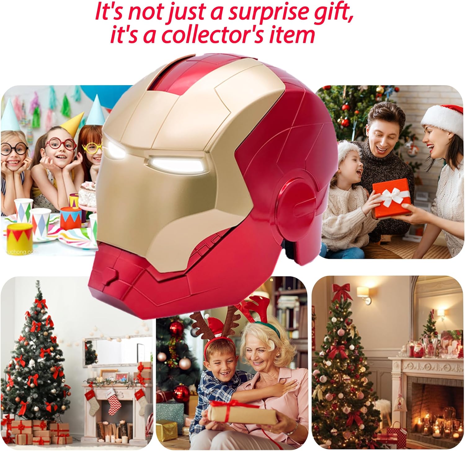 Open/Close Wearable Helmet with Eyes Glowing for Kids and Teens Mask Costume and Role-Play Dress Up, Ideal for Birthdays, Christmas, Halloween (Child Size)